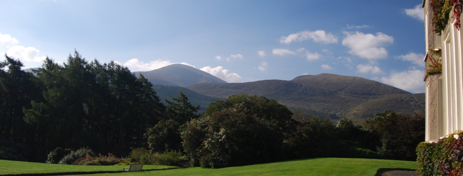 Slieve Donard rising beyond the garden lawns