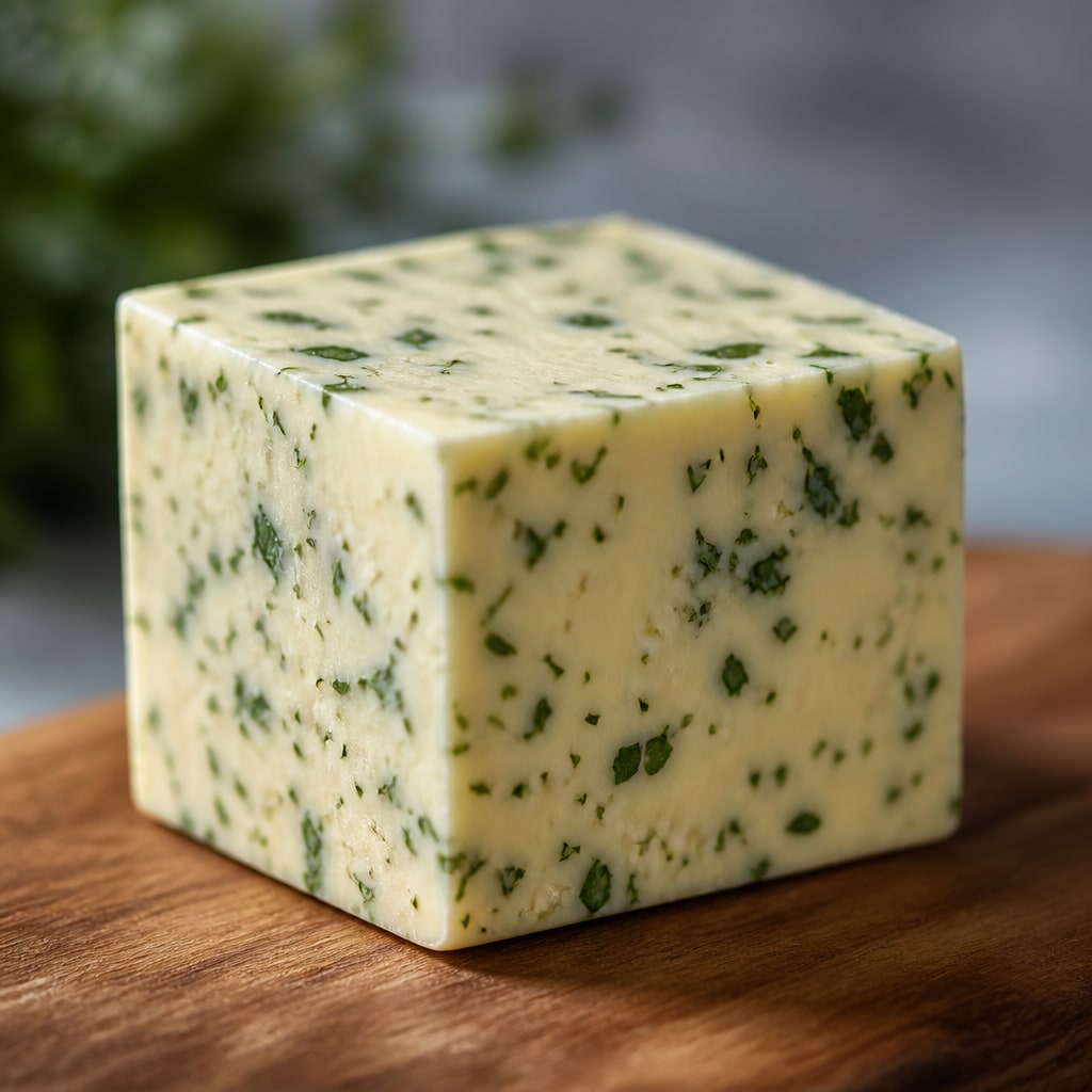 A cube of garlic and herb butter