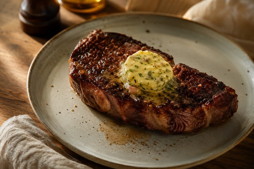 Steak with a melting knob of herb butter