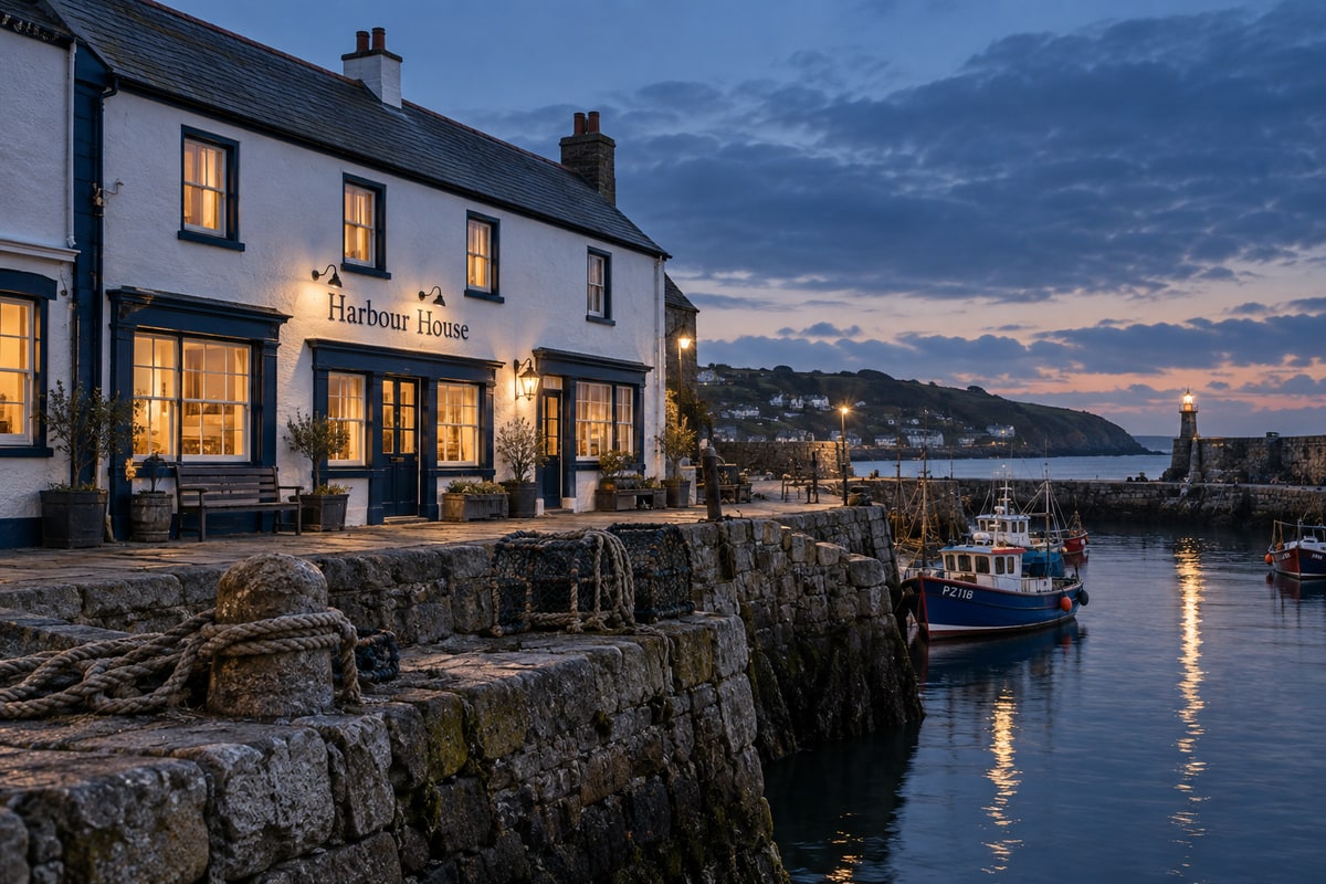 Harbour House situated prominently on the stone sea wall of Newcastle harbour
