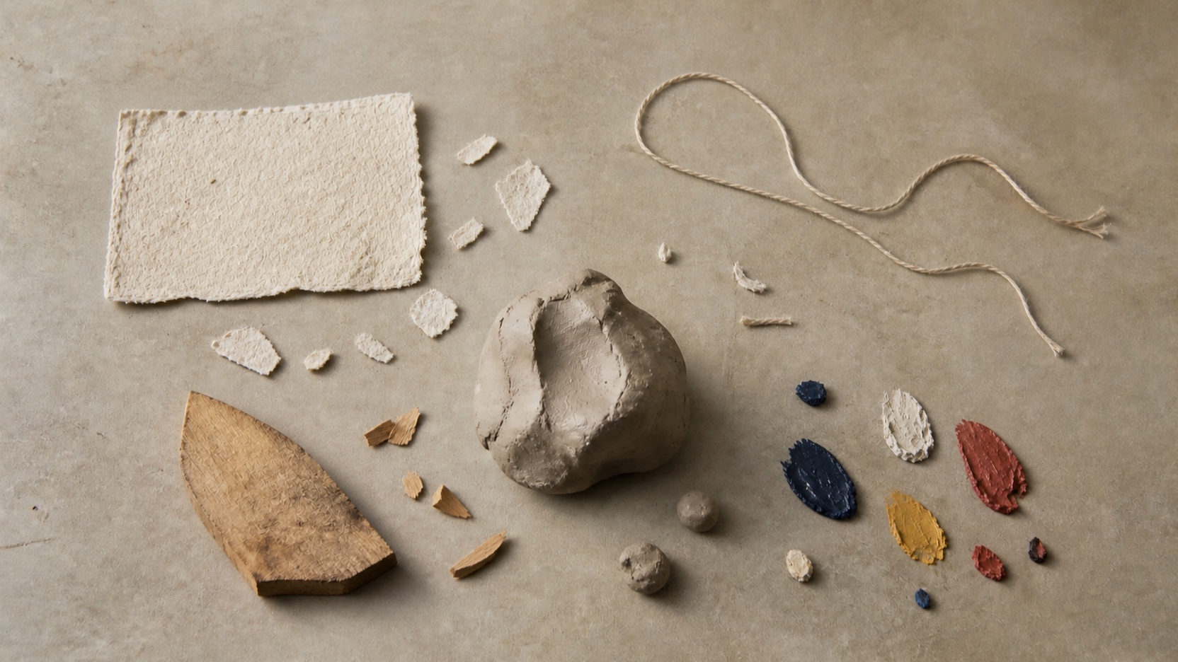 AI-generated original craft scene of more individually different handmade pieces moving together