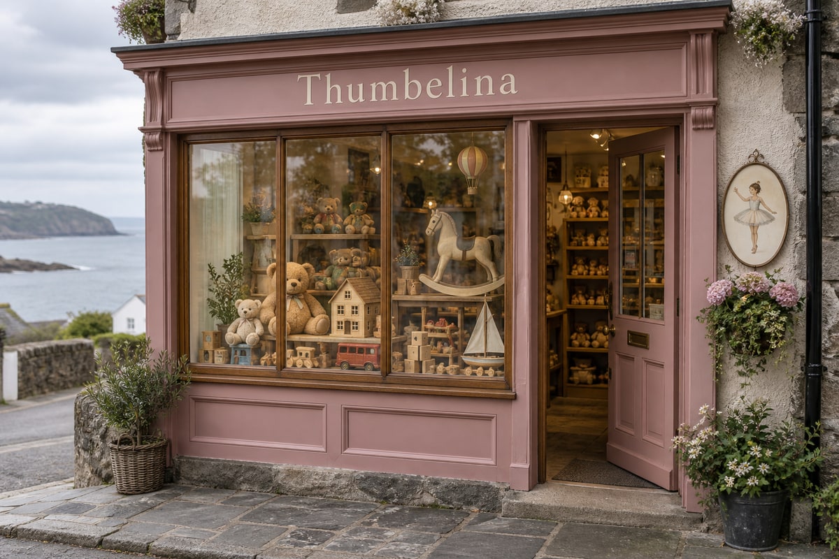 Traditional toy shopfront at 10A Railway Street in Newcastle with warm window displays
